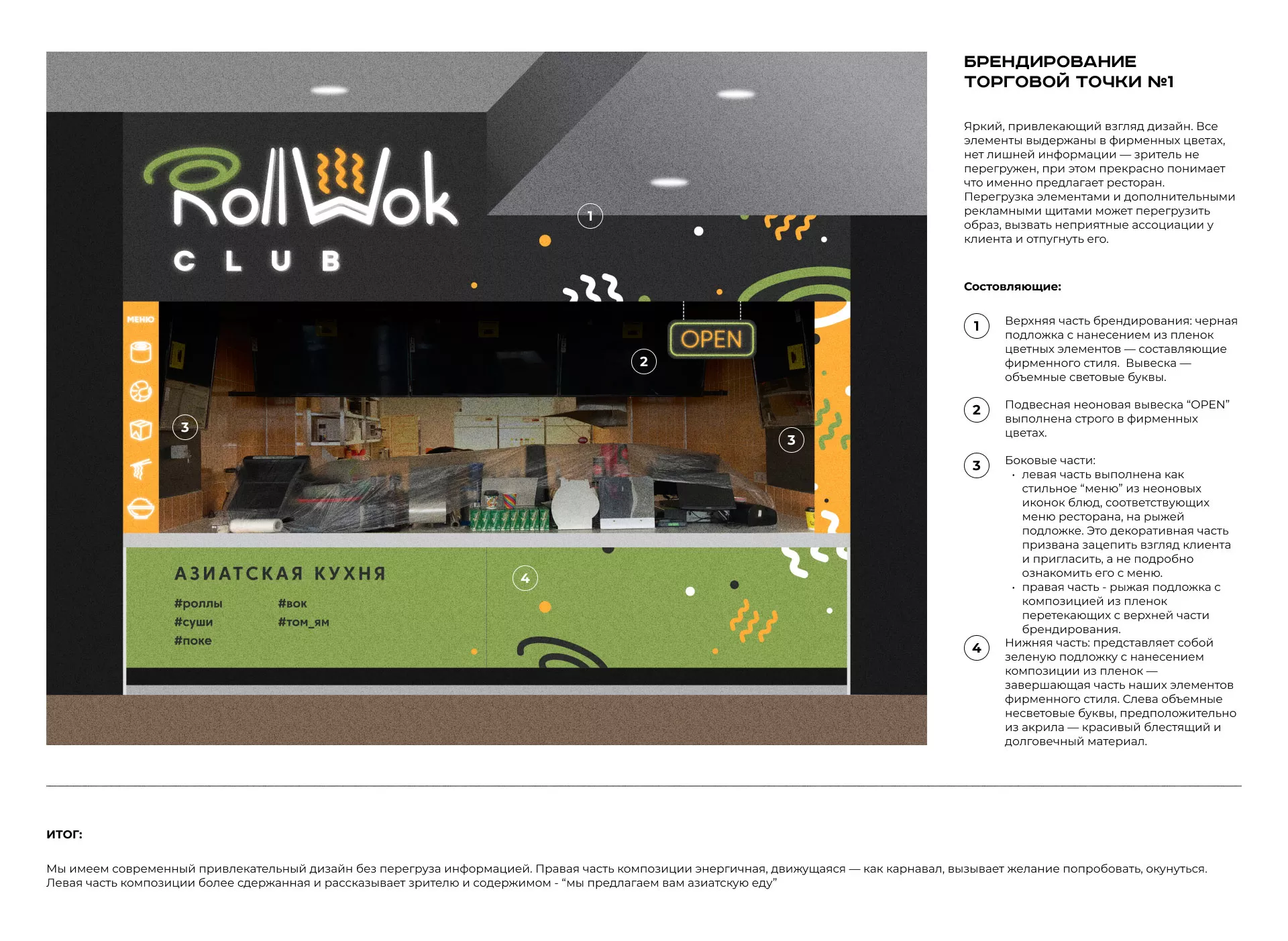 Брендирование торговых точек суши-бара «Roll Wok Club» в Хабаровске